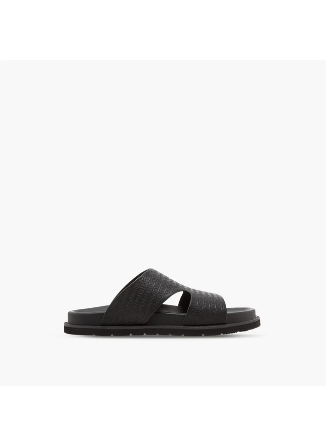 دوتشيني Men's Logo Embossed Slip-On Comfort Sandal