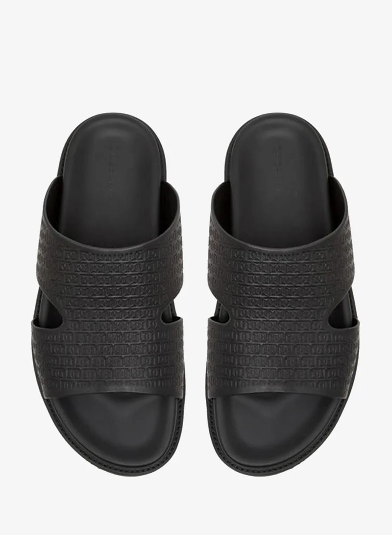 DUCHINI Men's Logo Embossed Slip-On Comfort Sandal