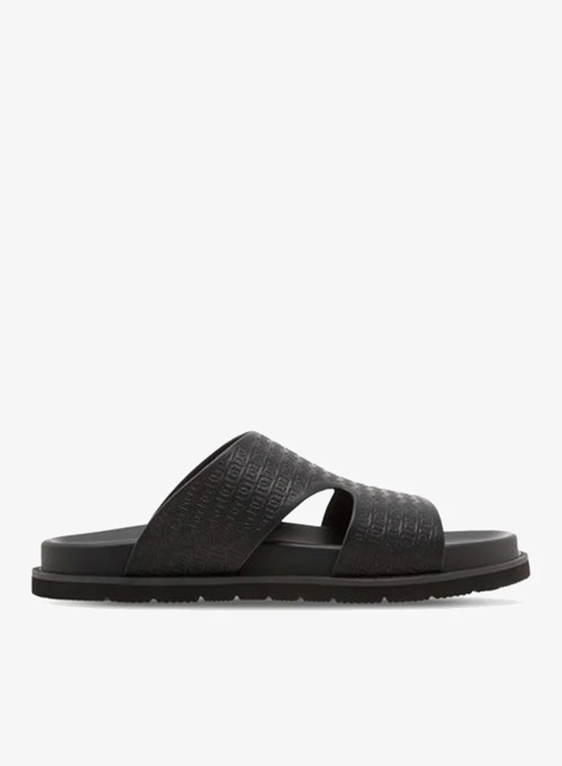 DUCHINI Men's Logo Embossed Slip-On Comfort Sandal