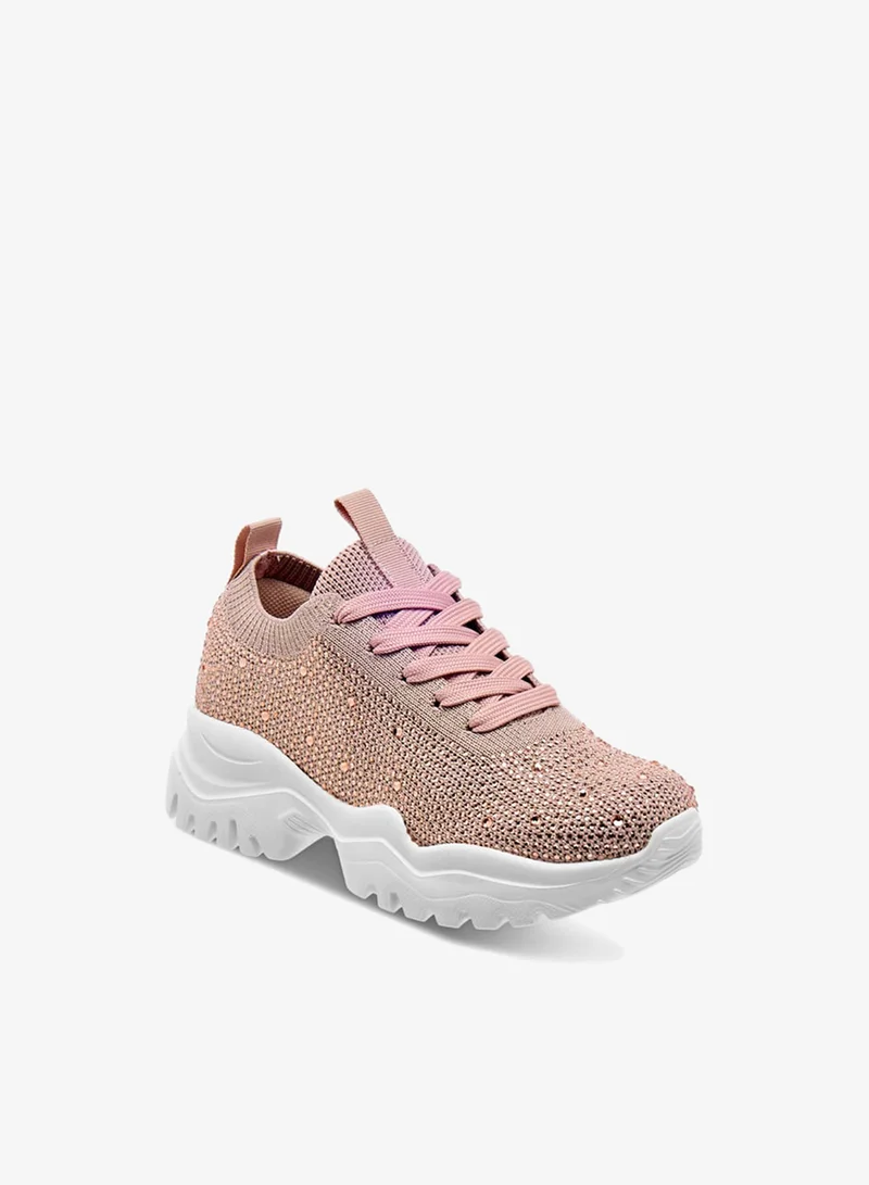 سيليست حذاء رياضي بناتي مزين بنعل سميك وإغلاق برباط