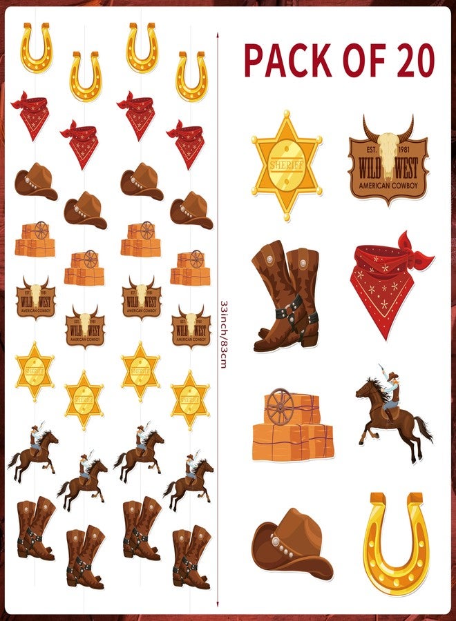 Fayoo Western Cowboy Ceiling Decoration 15.7 * 137.7inch Hanging Foil Swirls & Banner Wild West Theme Party Supplies for Barnyard Boys Birthday, Cowboy Baby Shower, Ranch Events - Image 3