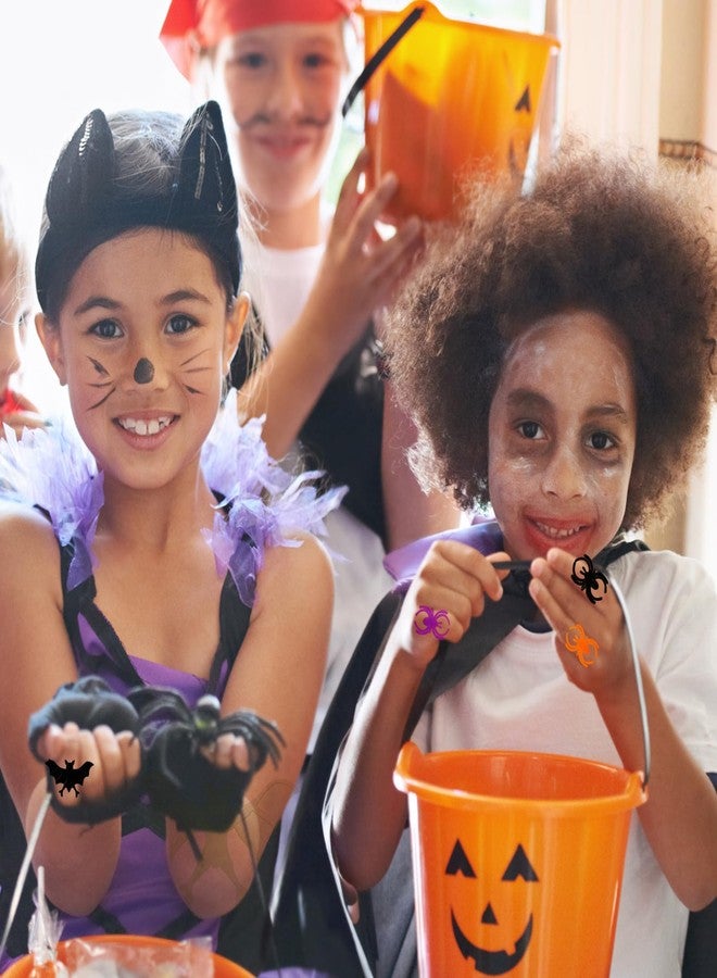 GlyinnHe 150pcs Halloween Spider Ring Bat Rings Plastic Spider Bat Ring Cupcake Topper for Halloween Trick or Treat Party Favor Home Decoration - Image 4