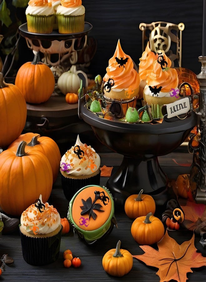 GlyinnHe 150pcs Halloween Spider Ring Bat Rings Plastic Spider Bat Ring Cupcake Topper for Halloween Trick or Treat Party Favor Home Decoration - Image 5