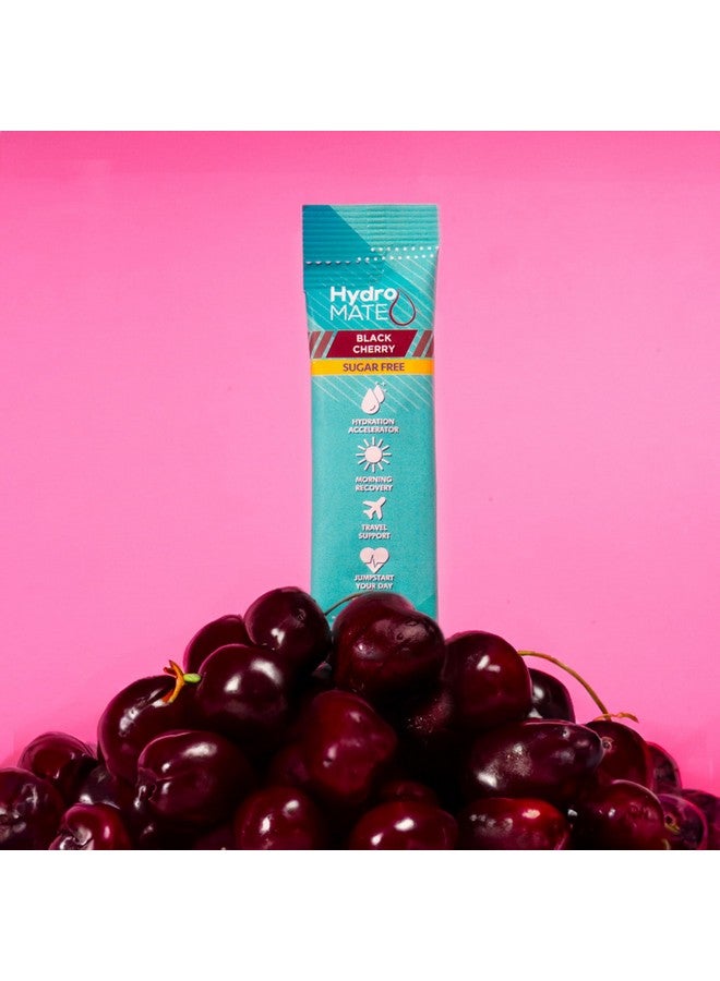 NatureWorks HydroMATE Electrolytes Powder No Sugar Black Cherry Sugar Free Hydration Packets Keto Party Favors Sticks with Vitamin C 30 Count - Image 1
