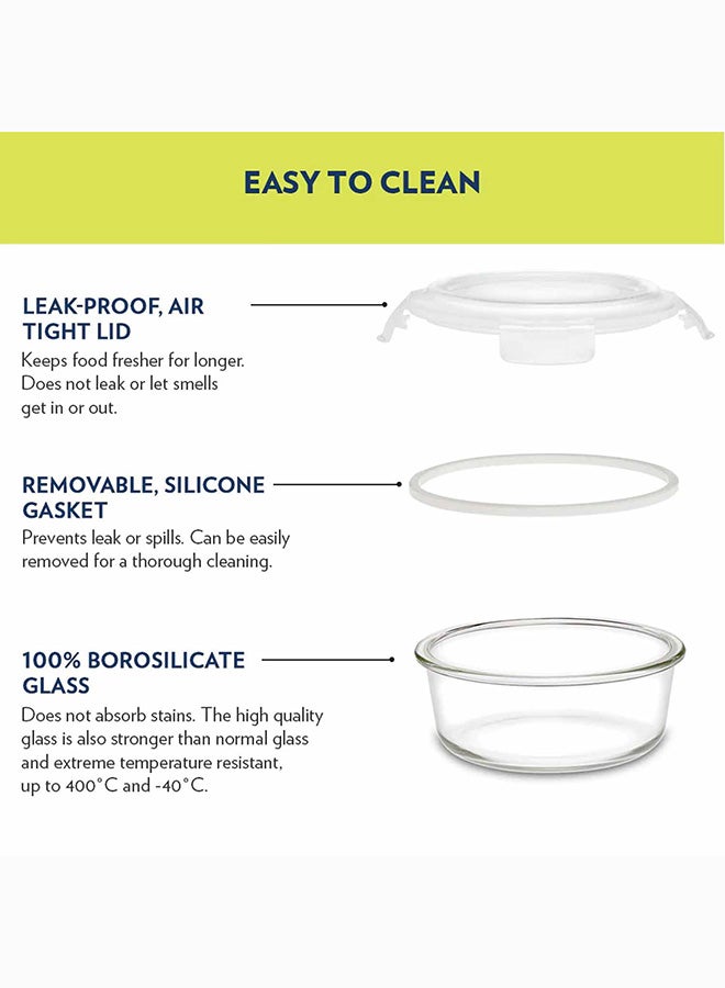 Borosil Klip-N-Store Round Glass Storage Container With Air Tight Lid Food Storage Container Microwave Safe Container 1.5 Ltr - Image 4