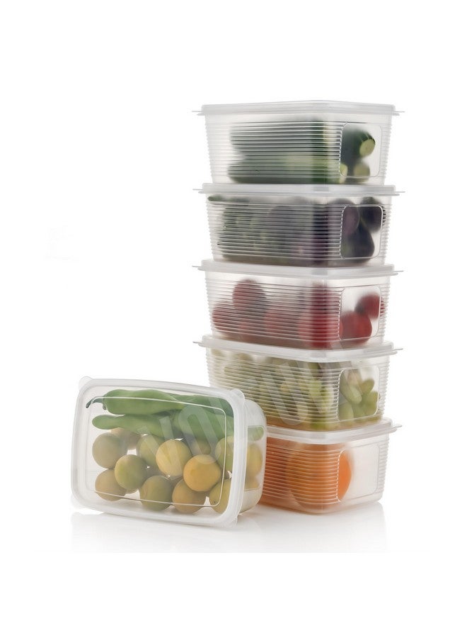 VOLTURI Fridge Storage Containers (Pack of 1), Fridge Organiser Storage Boxes with Lids, Stackable Organizer, Fridge Storage Box Keep Fruits, Vegetables Fresher, 1800 ML - Image 1