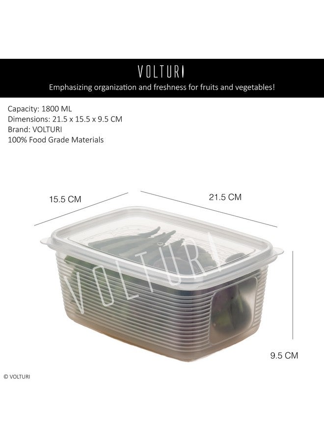 VOLTURI Fridge Storage Containers (Pack of 1), Fridge Organiser Storage Boxes with Lids, Stackable Organizer, Fridge Storage Box Keep Fruits, Vegetables Fresher, 1800 ML - Image 3