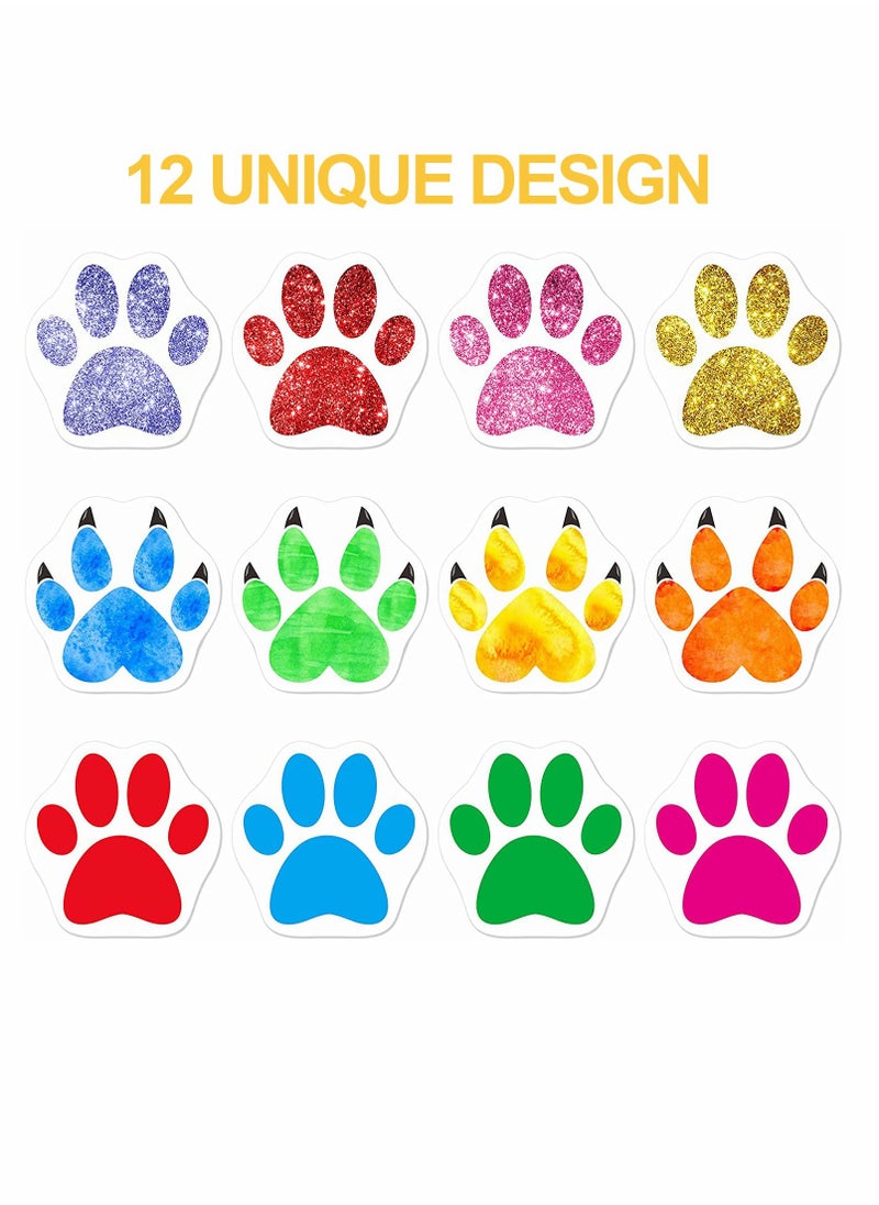 Excefore - Paw Prints Stickers, A Roll of 500 Pieces Colorful Puppy Paw Print Stickers Colorful Self-Adhesive Labels Animal Decal - Image 1