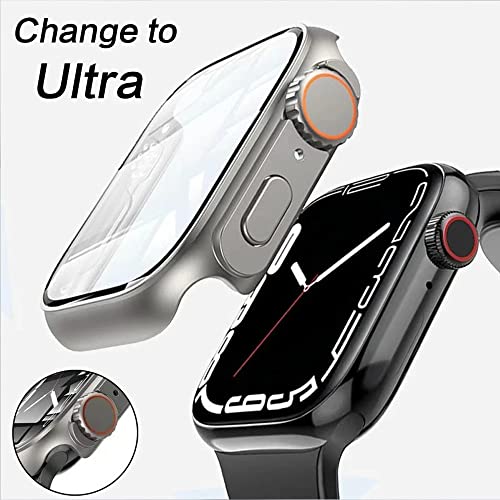 Meyaar Tough PC Case for Apple Watch 7 8 9 45mm Change to Ultra 49mm Cover with Crown, Screen Protector for Apple Watch Case Series 9 8 and 7 Only Upgrade to Watch Ultra 49mm Cover (45mm, Gold) - Image 4
