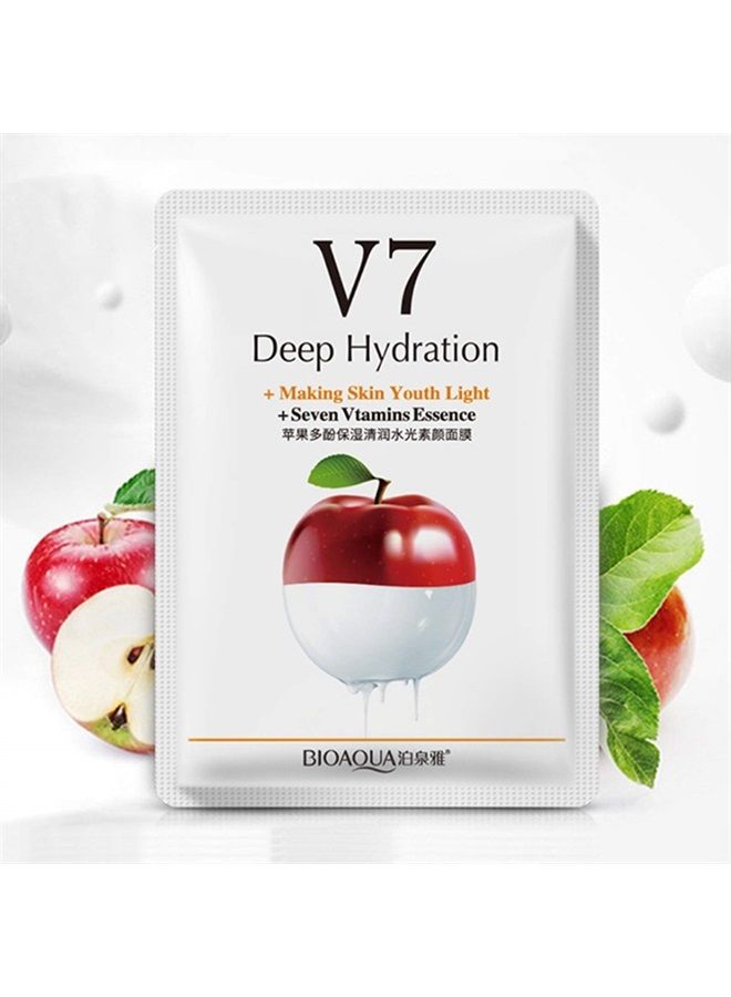 V7 Deep Hydration Making Facial Skin Youth Seven Vitamins Essence Orange Kiwi Apple Strawberry Face Mask Refreshing Moisturizing Natural Extract 30g x 8 PCS