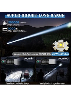 Generic LED Torch Rechargeable Flashlights High lumens, Super Bright 200000LM Flashlight with Digital Power Display and 5 Modes, Waterproof Zoomable Flashlight for Emergency, Outdoor  - Image 2