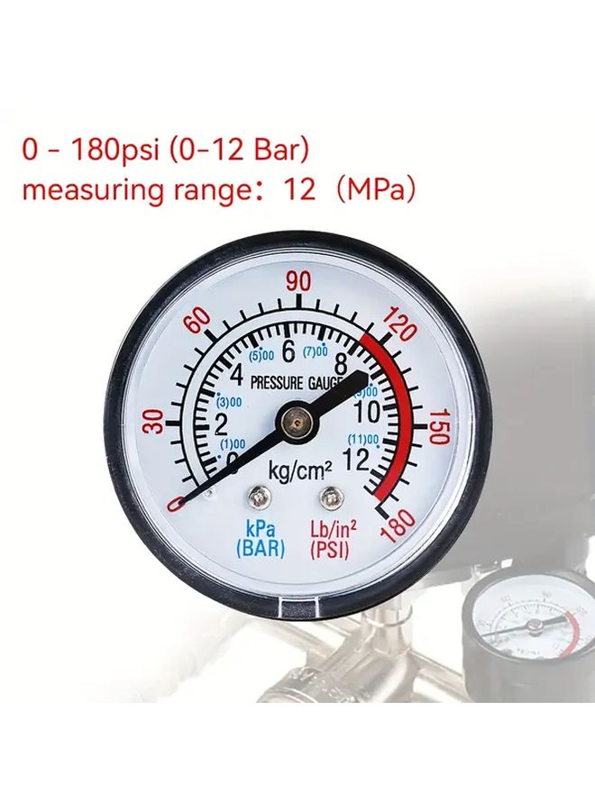 1pc 0 180 PSI 0 12 Bar Air Pressure Gauge 1 4 BSP Thread For Air Compressor Hydraulic - Image 5