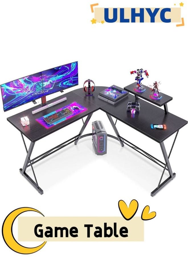 New Talabat - L-Shaped Desk Computer Corner Table 51 Inch Home Gaming Desk Office Writing Workstation With Large Monitor Stand Space-Saving Easy To Assemble 51X18.2X29.5 Inch Black - Image 1