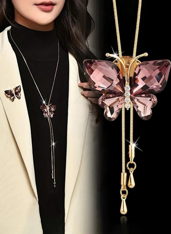 Take Two Butterfly Shaped Pendant Long Necklace
