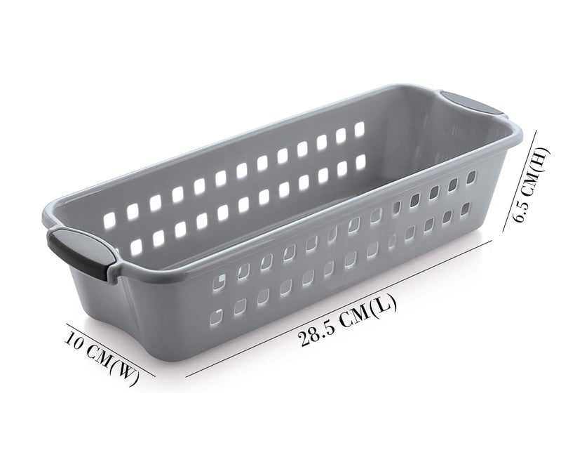 JRM Plastic Fridge/Kitchen Space Saver Food Storage Organizer Basket Rack (Pack Of 2) (Medium, Grey) - Image 2