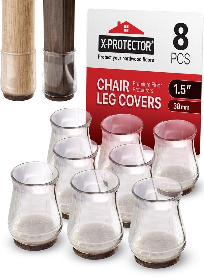 X-Protector 8 PCS Chair Leg Floor Protectors with Felt Pads X-Protector - 1.4" - 1.8" - Furniture Pads for Hardwood Floors - Clear Chair Pads - Floor Protectors for Chairs - Brown Chair Leg Covers! - Image 1