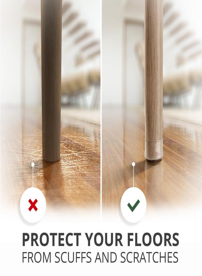 X-Protector 8 PCS Chair Leg Floor Protectors with Felt Pads X-Protector - 1.4" - 1.8" - Furniture Pads for Hardwood Floors - Clear Chair Pads - Floor Protectors for Chairs - Brown Chair Leg Covers! - Image 5