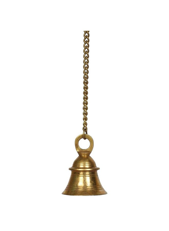 APKO Brass Hanging Bell Solid Bell with Deep Sound Antique Style Home Decor for Wall Door Mandir Temple Pooja (Standard, Gold) (Pack of 1) - Image 2
