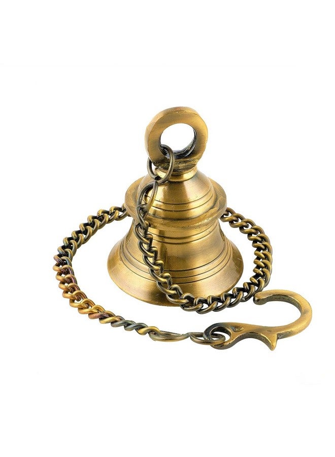 APKO Brass Hanging Bell Solid Bell with Deep Sound Antique Style Home Decor for Wall Door Mandir Temple Pooja (Standard, Gold) (Pack of 1) - Image 5