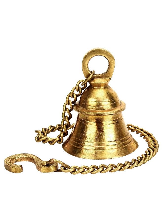 APKO Brass Hanging Bell Solid Bell with Deep Sound Antique Style Home Decor for Wall Door Mandir Temple Pooja (Standard, Gold) (Pack of 1) - Image 1