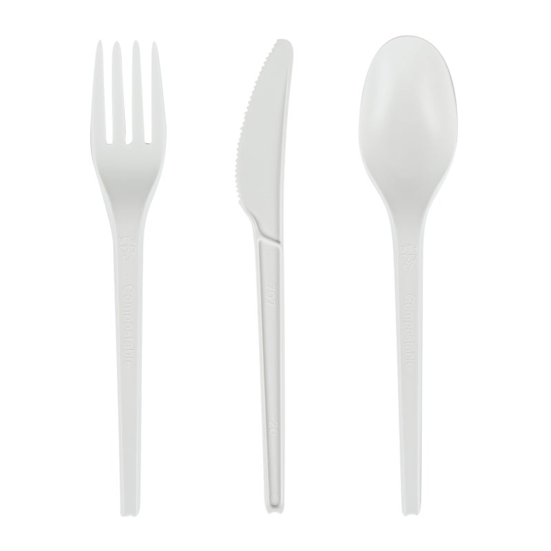 Restaurantware-Basic Nature 6.5 Inch Cutlery Set, 290 Disposable Plastic Cutlery - Durable, White Plastic Disposable Silverware, Withstands Up To 180F, Ideal For Large Events - Image 1