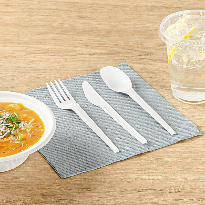 Restaurantware-Basic Nature 6.5 Inch Cutlery Set, 290 Disposable Plastic Cutlery - Durable, White Plastic Disposable Silverware, Withstands Up To 180F, Ideal For Large Events - Image 3