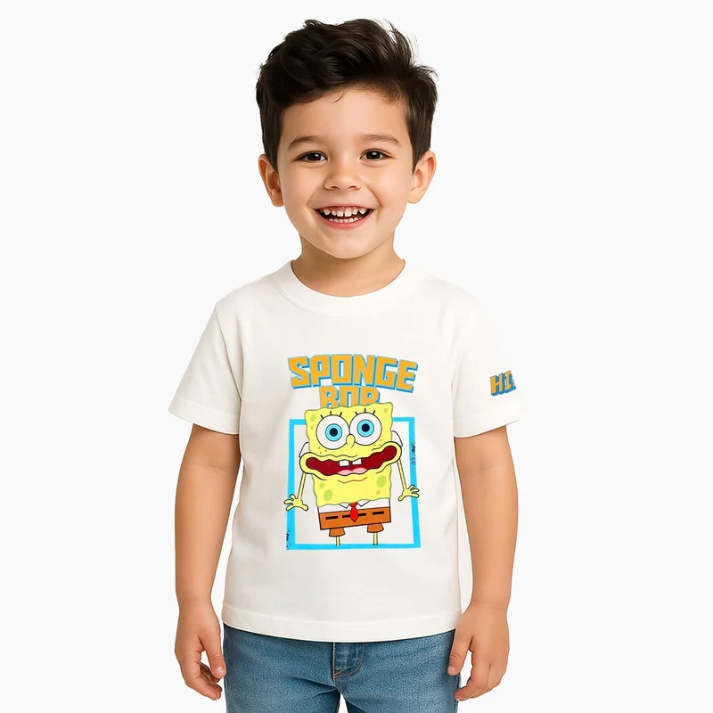 nickelodeon Nickelodeon Sponge Bob Kids Boy's Short Sleeve 100% Cotton T-Shirt