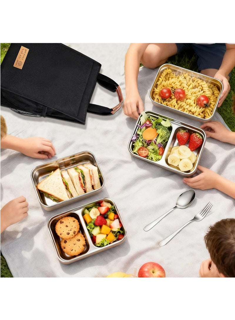 أداندو صندوق غداء من الفولاذ المقاوم للصدأ: صندوق غداء بينتو معزول بطبقتين، سعة 1100 مل، للبالغين والأطفال - حاويات غداء 304 معزولة ومانعة للتسرب، مع أدوات مائدة وحقيبة - آمنة للاستخدام في الميكروويف وغسالة الأطباق (كاكي) - Image 4