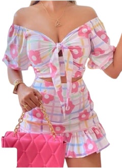 MANIKAN A new women's lingerie set, skirt with a short top with a tie at the chest 
