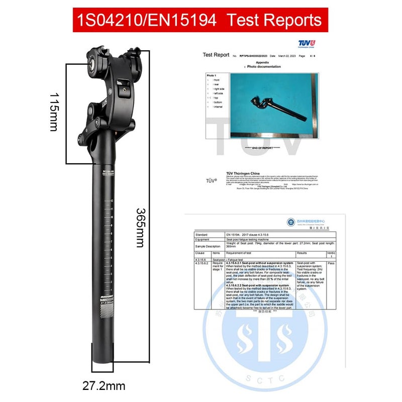 Bibike Safort Suspension Seatpost 6 Different Diameters Available (27.2/28.6/30.4/30.9/31.6/33.9mm) - Image 5