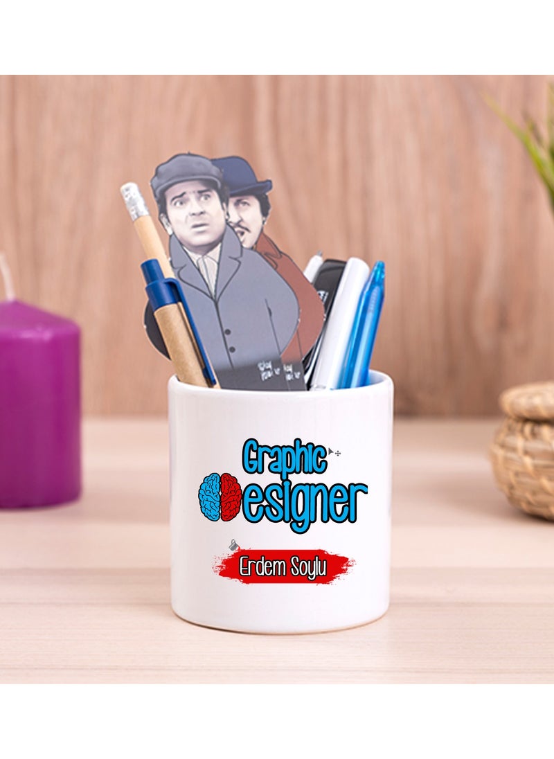 Hediye Dükkanı Gift Shop Personalized Graphic Designer Ceramic Pen Holder 
