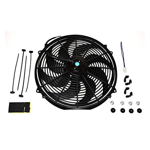 A-Team Performance A-Team Universal High Performance Radiator Electric Cooling Fan Assembly Kit - 16" Size - Heavy Duty - 3000 CFM Capacity - 12 Volts - 8 Blade Design - Perfect for Turbo Applications - Black - Image 1