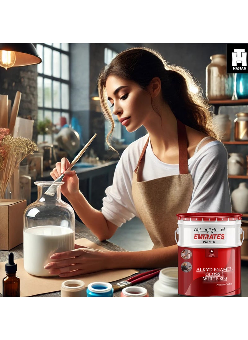 الإمارات طلاء أبيض قائم على الزيت الألكيد، لمعان عالي وسريع الجفاف، مناسب لمشاريع DIY للأثاث والفن والجدران  - Image 5