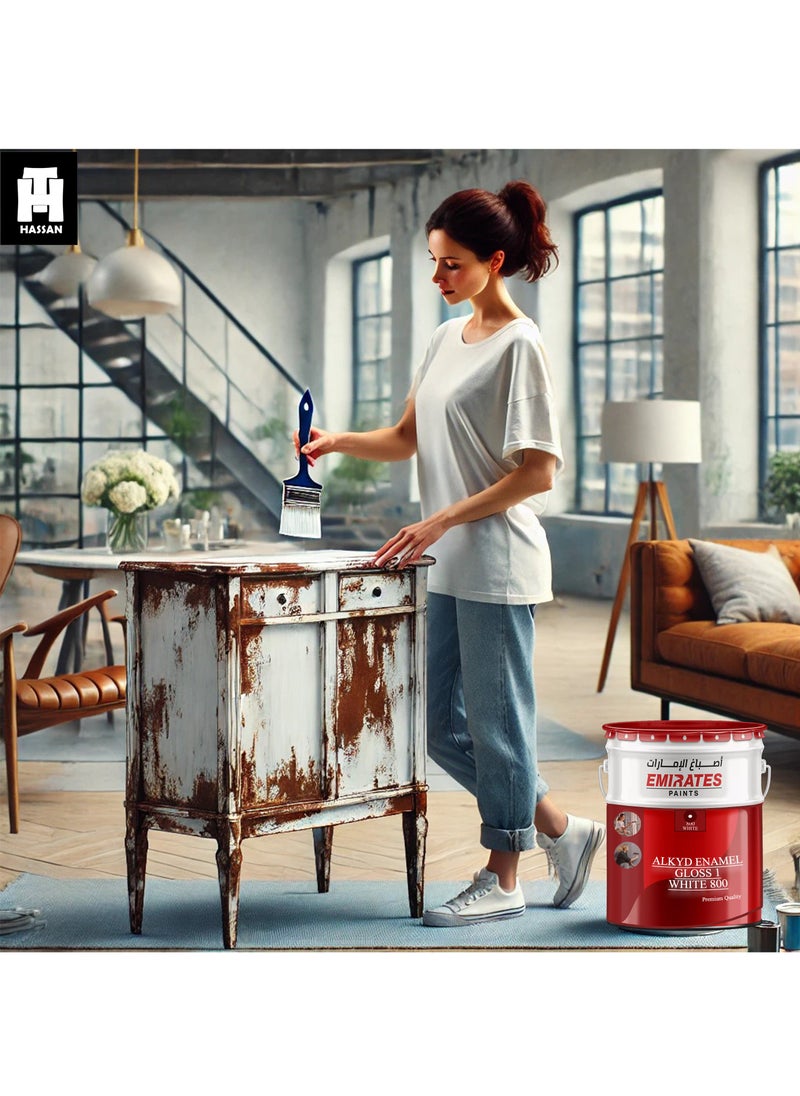 الإمارات طلاء أبيض قائم على الزيت الألكيد، لمعان عالي وسريع الجفاف، مناسب لمشاريع DIY للأثاث والفن والجدران  - Image 4