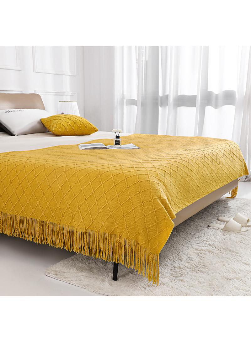 general Vintage Blanket Solid Color Knitted Blanket Sofa Blanket  - Image 1