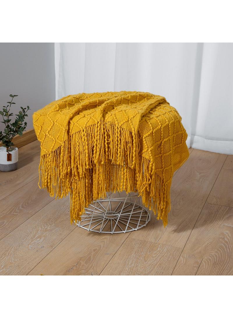 general Vintage Blanket Solid Color Knitted Blanket Sofa Blanket  - Image 3