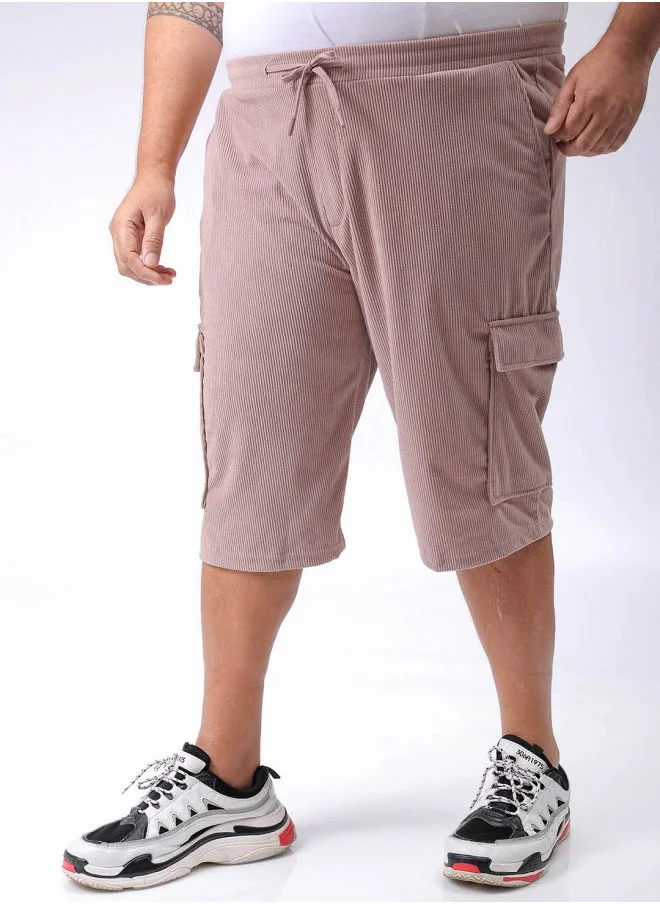 HARDSODA Men Plus Size Loose Fit Self Design Cargo Shorts