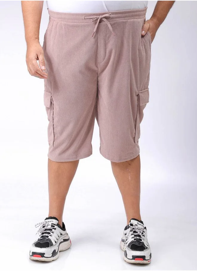 HARDSODA Men Plus Size Loose Fit Self Design Cargo Shorts