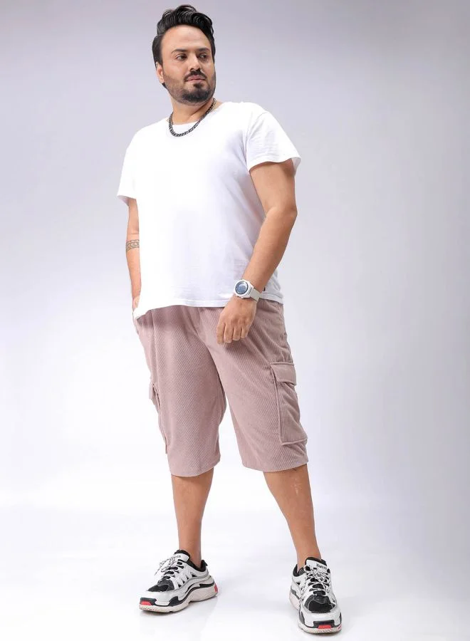 HARDSODA Men Plus Size Loose Fit Self Design Cargo Shorts