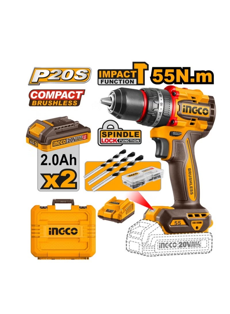 INGCO INGCO Cordless Impact Drill with Battery & Charger CIDLI20558 20V – High Power, Durable for Home & Professional Use - Image 1
