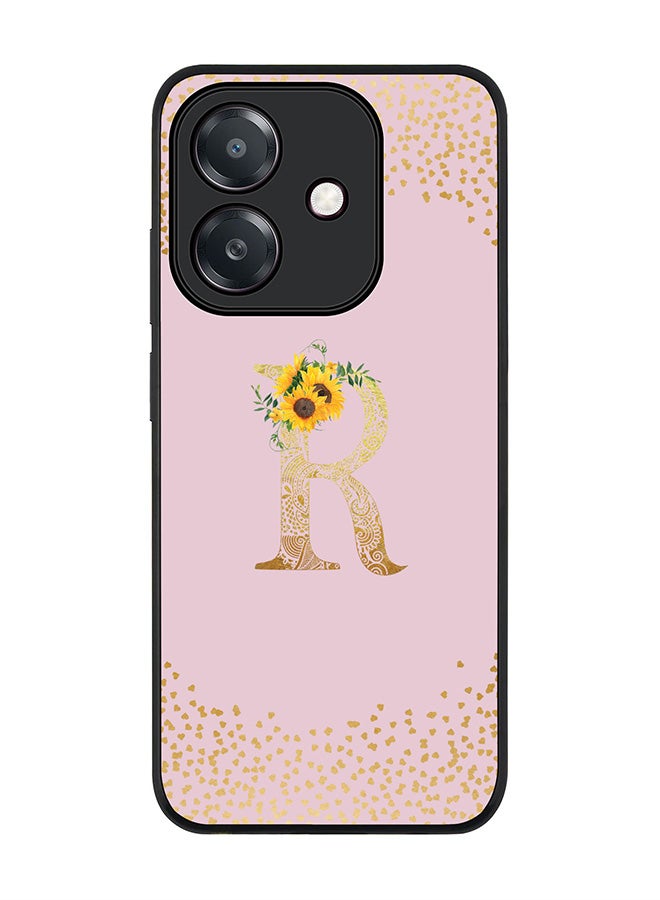 Stylizedd For Oppo A60 5G / A3 5G / A3x 5G Case,Slim fit Camera Protection, Shockproof Thin Phone cover - Custom Floral Monogram - R (Pink ) - Image 1
