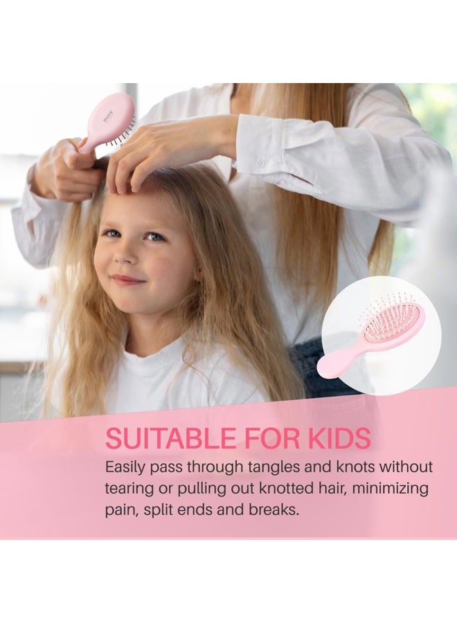 RHOS Mini Hair Brush for Women,Men and Kids-Travel Size Hair Brush for Purse,Pocket,backpack-Small Cushion Paddle Brush with Soft Bristles-Mini Detangler Brush for All Hair Types(1 Pack-Pink) - Image 5