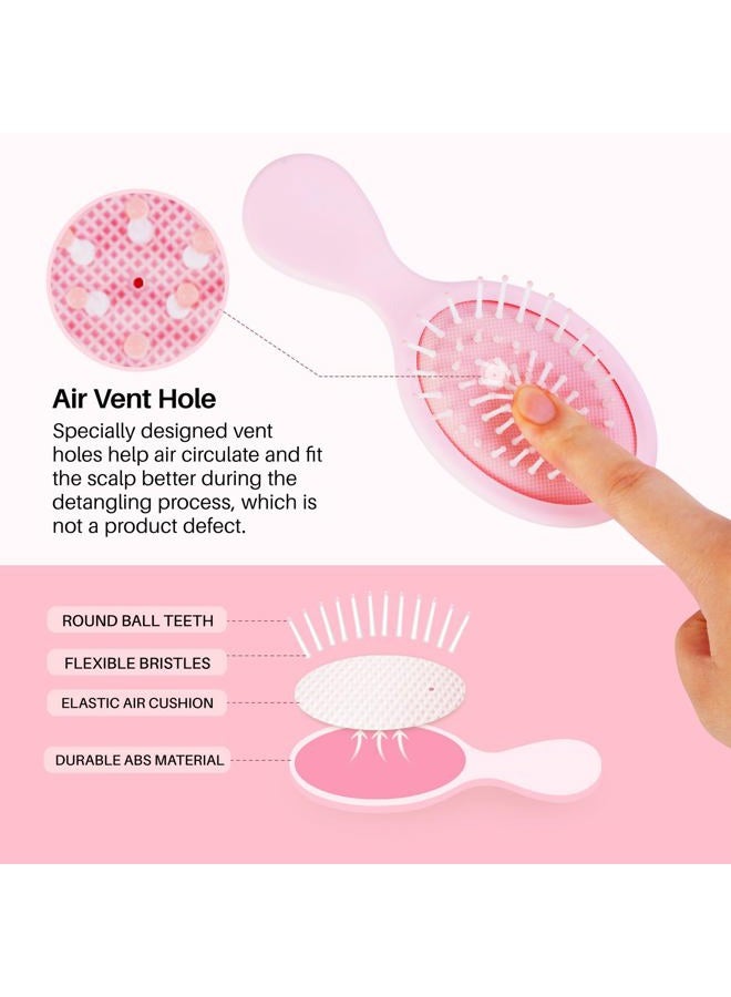 RHOS Mini Hair Brush for Women,Men and Kids-Travel Size Hair Brush for Purse,Pocket,backpack-Small Cushion Paddle Brush with Soft Bristles-Mini Detangler Brush for All Hair Types(1 Pack-Pink) - Image 4