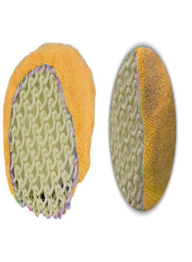 كابيلو ليفة استحمام دائرية ناعمة من كابيلو مع ليفة طويلة للجسم وإسفنجة لتقشير الجسم للنساء والرجال، 3 قطع متعددة الألوان، عبوة واحدة (أصفر) - Image 4