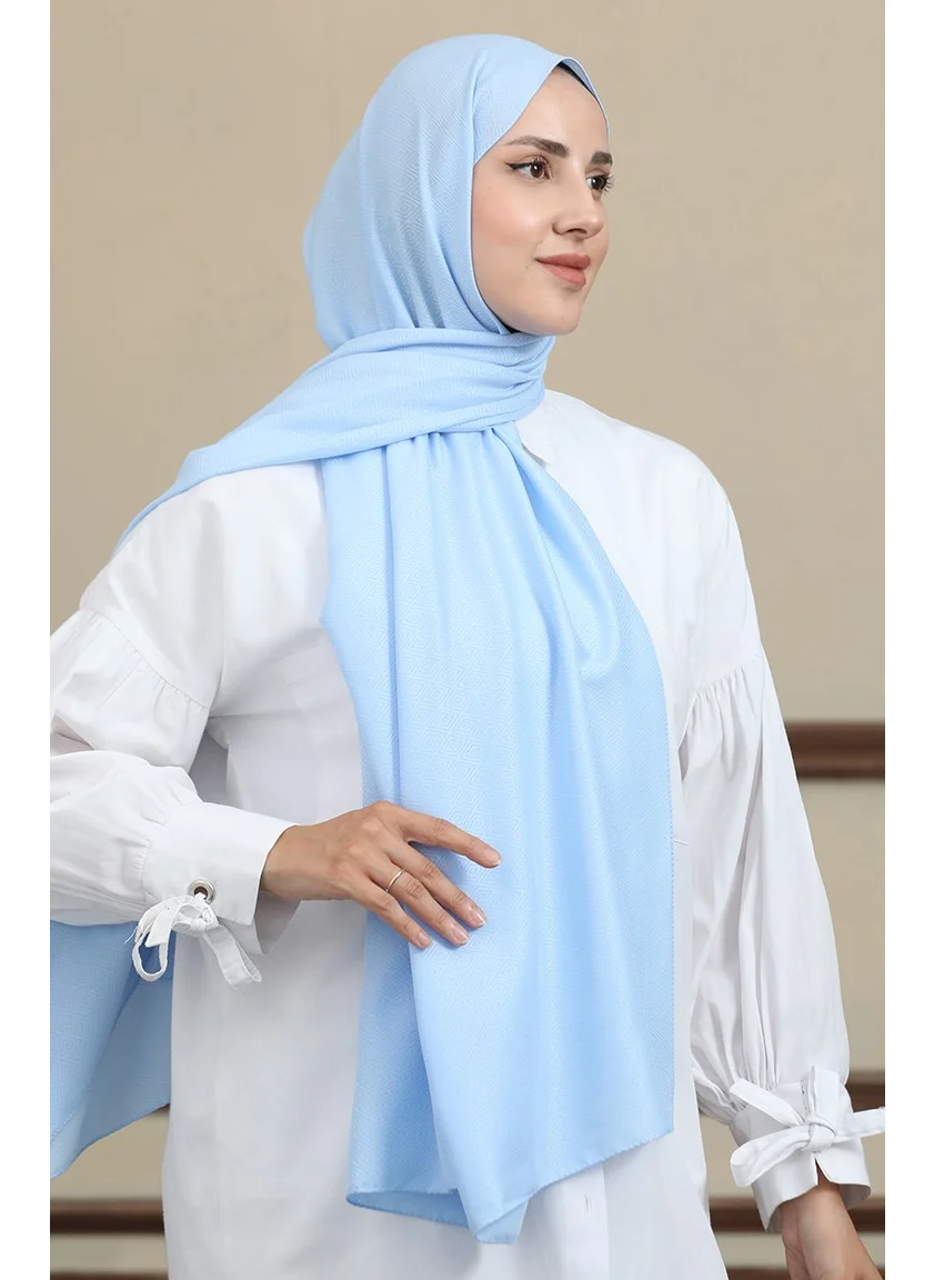 Sefa Merve Madame Mary Baklava Jacquard Shawl 19087-07 Baby Blue