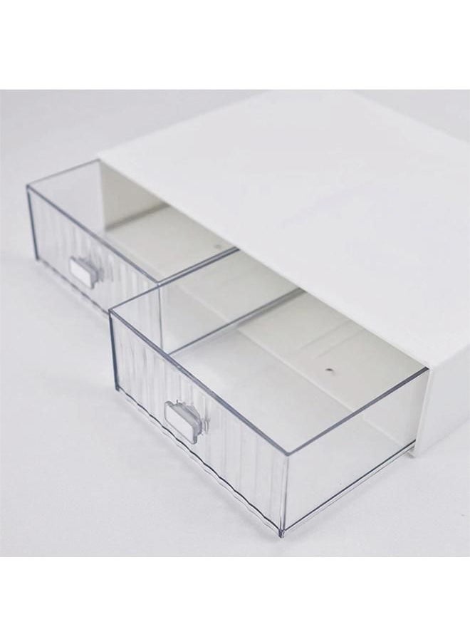 Arabest - Desktop Drawer Organizer Waterproof Dustproof Plastic DIY Combination Multi Layer Stackable Drawer Storage Case Striped White 1 Drawer - Image 1