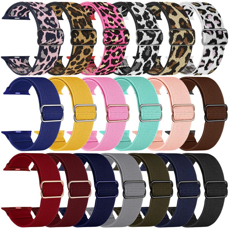 erorex For Apple Watch 42 / 44 / 45 / 46 / 49Mm Adjustable Slide Buckle Elastic Nylon Watch Band(Yellow Leopard) - Image 4