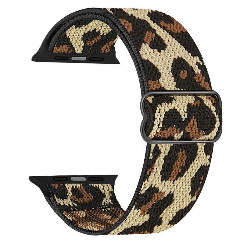 erorex For Apple Watch 42 / 44 / 45 / 46 / 49Mm Adjustable Slide Buckle Elastic Nylon Watch Band(Yellow Leopard) - Image 2