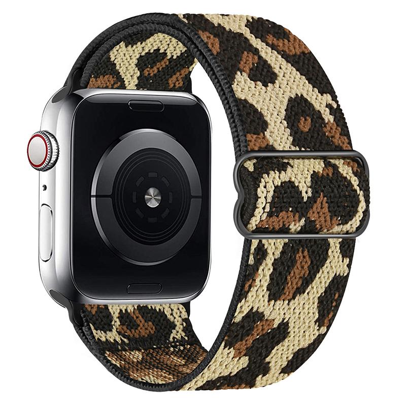 erorex For Apple Watch 42 / 44 / 45 / 46 / 49Mm Adjustable Slide Buckle Elastic Nylon Watch Band(Yellow Leopard) - Image 1