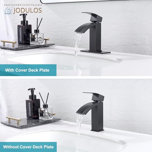 Jodulos Black Bathroom Faucet, Stainless Steel Bathroom Sink Faucet Single Hole, Lead-Free Vanity Faucet for Bathroom with cUPC Supply Hose and Pop Up Stopper JU-BS100-BK - Image 4